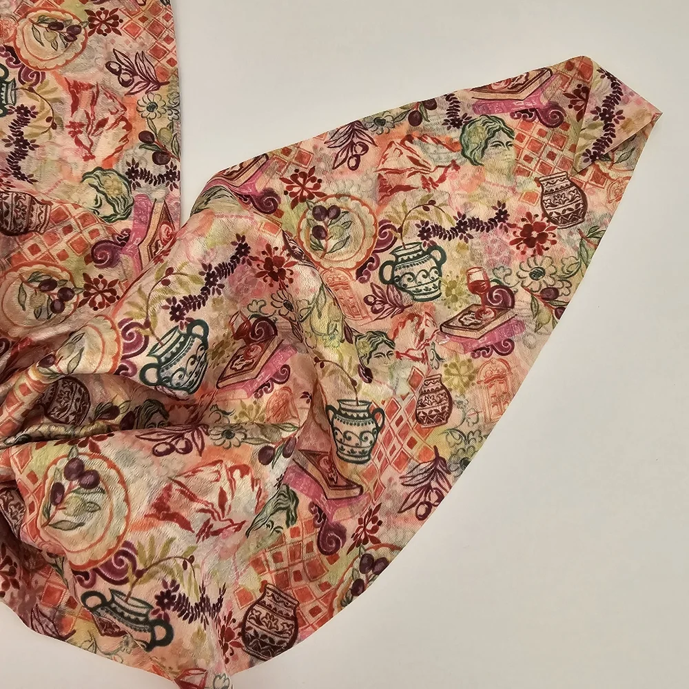 NWT Kachel x Anthropologie Scarf Scrunchie - Tea Party Print Cupcake Floral